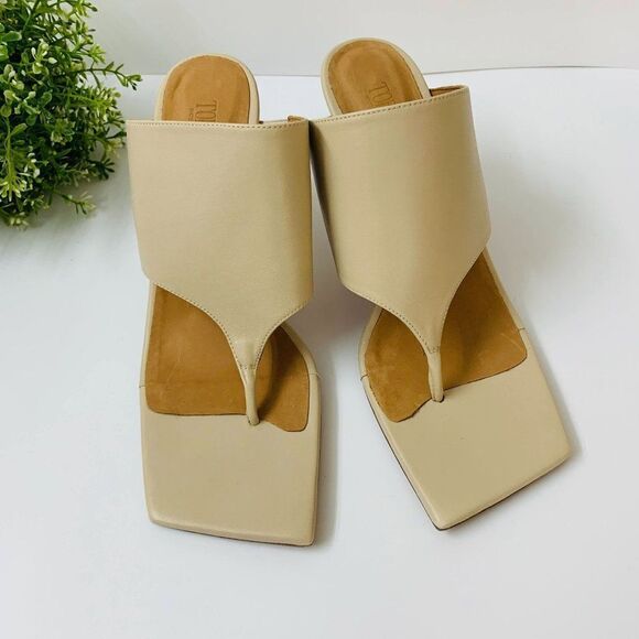 Revolve Toral Mule Sandal Heel Size 41 in Sand Leather Made in Spain - Picture 2 of 13